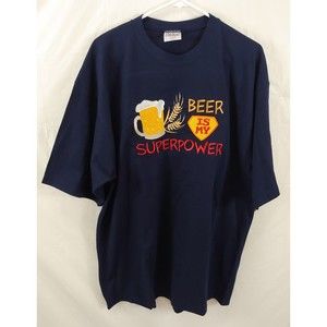 Vtg Pluma Mens Novelty T Shirt XL Beer Superpower Heavy Cotton Made USA